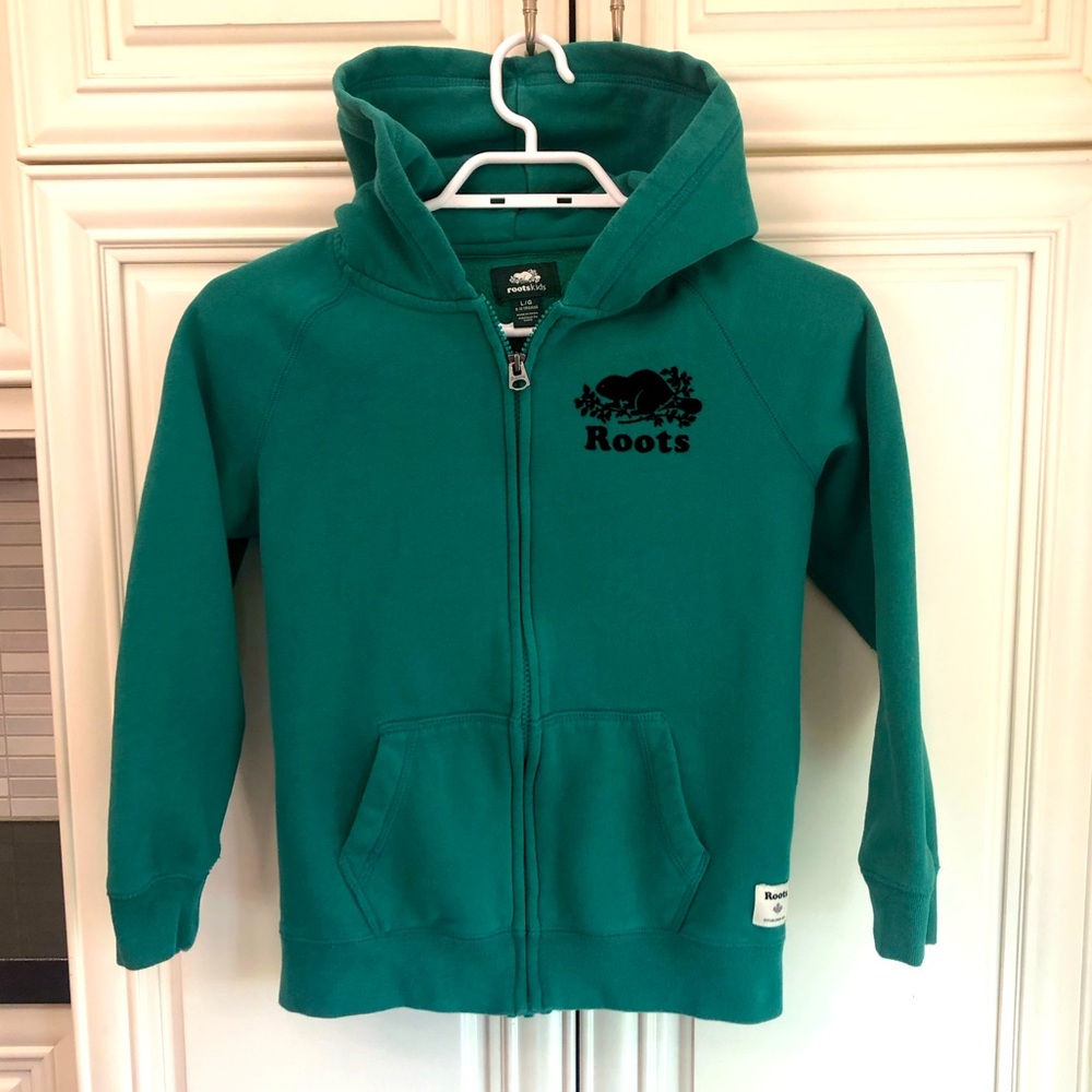 Roots unisex green zip hoodie